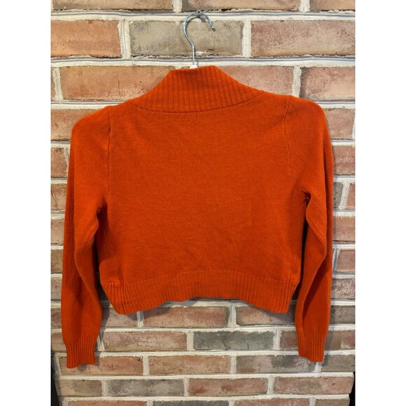 Orange Ribbed Open Front Cropped Cardigan Sweater Y2K - Picture 3 of 5